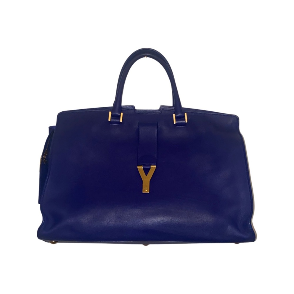 Saint Laurent Large Y Cabas Chyc Satchel Blue Bag